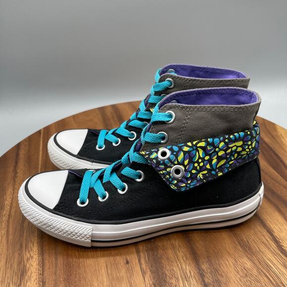 Converse Chuck Taylor All Star Hi Shoes Womens 6 Foldover Black Casual Skate - Picture 3 of 8